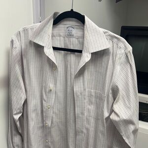 Brooks Brothers White and Pink Checkered Dress Shirt